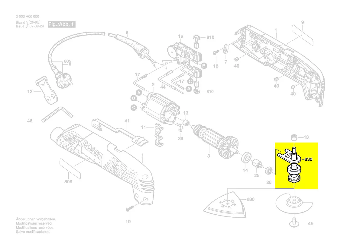 Arbre d\'entrainement PMF 180 E réf. 2 609 002 743 Bosch